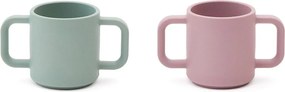 Jasnoróżowo-turkusowe silikonowe kubki dla dzieci zestaw 2 szt. Lili – Kave Home