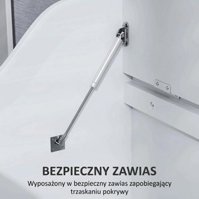 HOMCOM Skrzynia do Przechowywania, Drewniana Skrzynka z Pokrywą, Dużo Miejsca, Nowoczesny Design, Biały