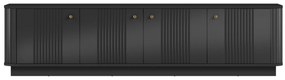 Szafka RTV Vesper 4D 187 cm na cokole - czarny / złote uchwyty