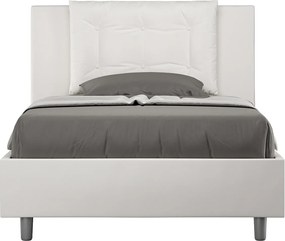 Łóżko wyposażone w stelaż z listwami tapicerowane 120x190 sztucznej skóry biały Annalisa