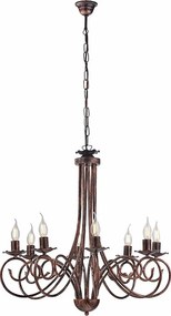 Alma - Żyrandol z czarnego lakierowanego żelaza z antyczną miedzianą dekoracją, 8 świateł, 128 cm - Ø67 cm - BL130-8-NR