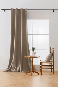 Beżowa zasłona zaciemniająca VELVET 140x270 cm Zawieszanie: Taśma z wiązaniami
