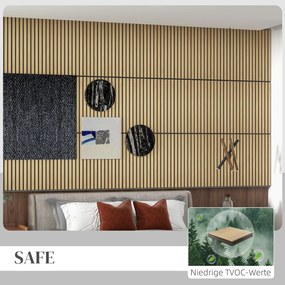 HOMCOM Panel Akustyczny, Absorpcja Dźwięku, DIY Ściana z Listwami, MDF &amp; Poliester, Prosta Instalacja, Dąb