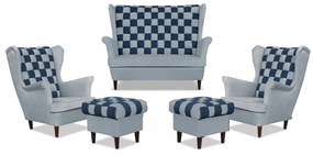 Zestaw uszak CAROL DUO sofa fotele pufy Family Meble szaro - granatowy