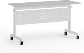 Mobilny stół PRIMO MOBI, 140x60 cm, biała podstawa, szary