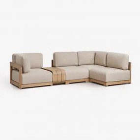 Sofa Modułowy Narożny Ogrodowy 4-częściowy Z Pomocniczym Stolikiem Z Drewna Akacjowego Brivori Jasny Akacjowy Brąz - Sklum