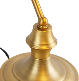 Klasyczna lampa notariusza brązowa z bursztynowym szkłem - Banker