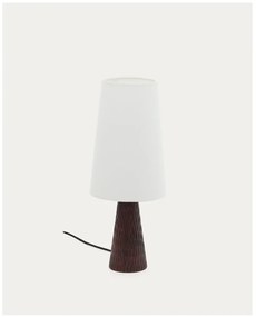 Biała/ciemnobrązowa lampa stołowa z tekstylnym kloszem (wysokość 50 cm) Amire – Kave Home