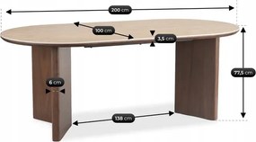 Stół Owalny DARIUS 200 cm Trawertyn/Orzech Nowoczesny