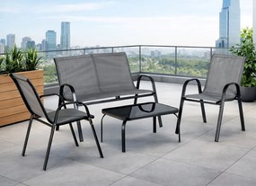 Zestaw mebli ogrodowych Rivo 4-osobowy na balkon i taras, kolor szary