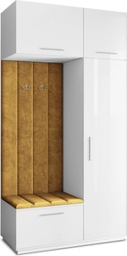 Masseno Garderoba REMA 120/240/60 cm Nowoczesna Szafa do Przedpokoju Biała, MONOLITH 48 (Żółty)