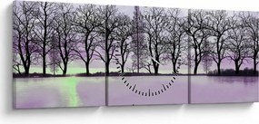 Obraz - Łodka na jeziorze (z zegarem) (90x30 cm)