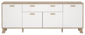 Biało-naturalna komoda w dekorze dębu 196x73x39 cm Ikast – Tvilum