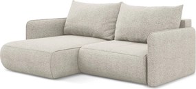 Narożnik lewostronny z funkcją spania - z tkaniny szenilowej - srebrny - NANEA