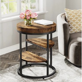 Okrągły stolik boczny, mały stolik boczny z 3 półkami, industrialny stolik boczny, stolik nocny do salonu