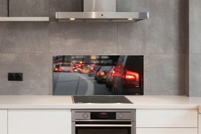 Panel szklany do Kuchni Korki i Światła Wielkiego Miasta