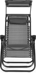 Składany leżak ogrodowy z regulowanym daszkiem Corfu 009, szary
