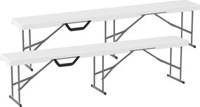 Outsunny Ławka Campingowa, Outdoor z Plastiku, Udźwig 240 kg, Biała