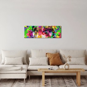 Obraz - Wilk z graffiti (z zegarem) (90x30 cm)