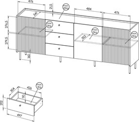 Komoda KREON 200 cm do Salonu Sypialni Brązowy