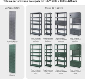 Zestaw 2 perforowanych tablic bocznych do regałów Johnny, kolor zielony