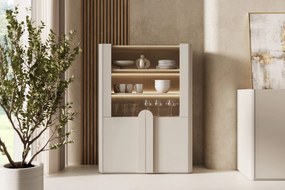 Witryna Amilio do salonu 100 cm - kaszmir / dąb olejowany / uchwyty kaszmir