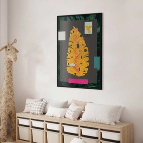 Plakat złotą liść 60x90 cm z ramą czarną bez marginesu ARTGEIST B