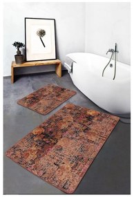 Brązowe aksamitne dywaniki łazienkowe zestaw 2 szt. 60x100 cm – Mila Home