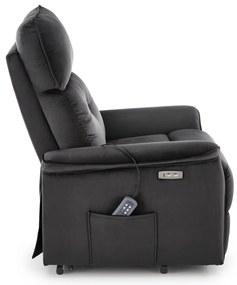 Fotel wypoczynkowy elektryczny pionizacja masaż rozkładany czarny SEMIR 2