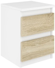 Szafka nocna BASIC 2 szuflady – Dąb Sonoma/Biała | 30x41x30 cm