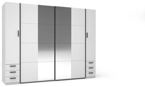Szafa 4-drzwiowa z 6 szufladami - Z lustrem - szer. 270 cm - Biały - ARVOLIA