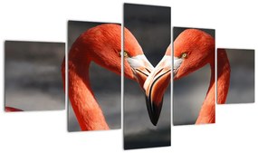 Obraz dwóch zakochanych flamingów (125x70 cm)