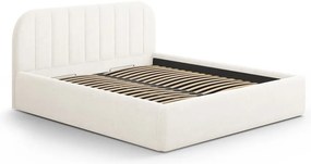 Tapicerowane łóżko dwuosobowe ze schowkiem ze stelażem 160x200 cm w kolorze kości słoniowej Juno – Windsor &amp; Co Sofas
