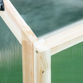 Outsunny Mini-Szklarnia, Kompaktowy Dom dla Roślin z Drewna, Polikarbonatowe Płyty, Otwór Wentylacyjny, 90Dł x 52Sz x 49,5W cm, Natur