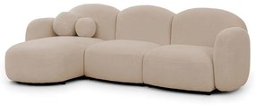Jasnobrązowy narożnik z materiału bouclé (lewostronny/z szezlongiem) Orbit – Ropez