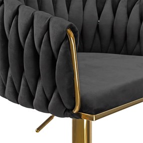 Welurowy czarny hoker na złotej nodze  L4-G63