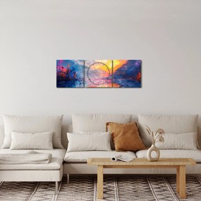 Obraz - Malarstwo krajobrazowe (z zegarem) (90x30 cm)