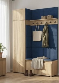 Szafa z siedziskiem tapicerowanym dąb sonoma + granat L5-T53