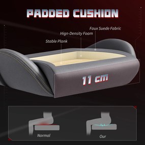 HOMCOM Ergonomiczny fotel gamingowy z regulowanymi podłokietnikami 3D, obrotowy fotel biurowy z podparciem lędźwiowym, szary