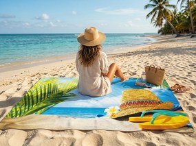 Ręcznik plażowy XXL szybkoschnący SANDORA kolorowy 150 x 210 cm, 100% mikrofibra