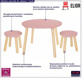 Różowy zestaw dla dziewczynki stolik z taboretami P0-S43
