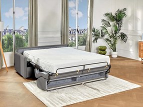Kanapa 4-osobowa z ekspresowym mechanizmem rozkładania z tkaniny CALIFE - Kolor: jasnoszary - Wymiary miejsca do spania: 160 cm - Materac 22 cm