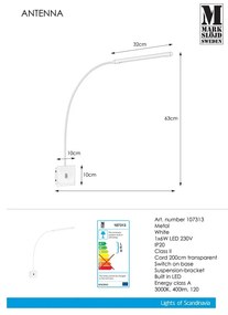 Biały kinkiet Markslöjd Antenna 1L