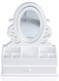 Toaletka z serii Romantic, przegrody, lustro, matowa biel.