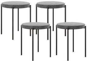 HOMCOM Zestaw 4 hokerów kuchennych aksamitne ciemnoszare do 120 kg stalowy stelaż nowoczesne | Aosom PL