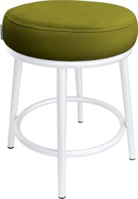 Taboret Ben tkanina Welur stelaż metalowy STOŁEK LOFT : Kolor Stelaża - Biały, Kolor tkaniny - VELVET - BL75, Typ tkaniny - Velvet