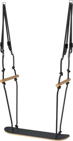 AIYAPLAY Huśtawka deskorolkowa z regulacją wysokości, antypoślizgową deską, wodoodporną liną, uchwytami, Czarna | Aosom PL