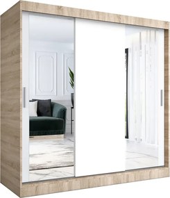 Szafa przesuwna dąb sonoma + biały 200 cm R8-F61
