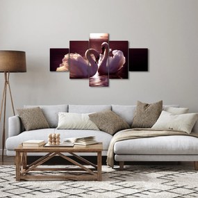 Obraz - Łabędzie na jeziorze (125x70 cm)