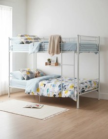 Białe Metalowe Łóżko Piętrowe 90X200 Cm G3-Z12